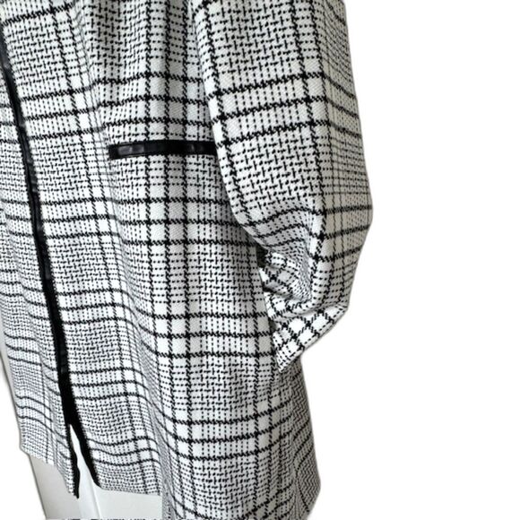 WHBM BLACK & WHITE PLAID ZIP FRONT JACKET COAT SIZE LARGE CAREER BUSINESS - Picture 8 of 12